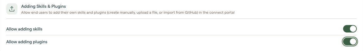 Adding Skills &amp; Plugins with separate Allow adding skills and Allow adding plugins switches