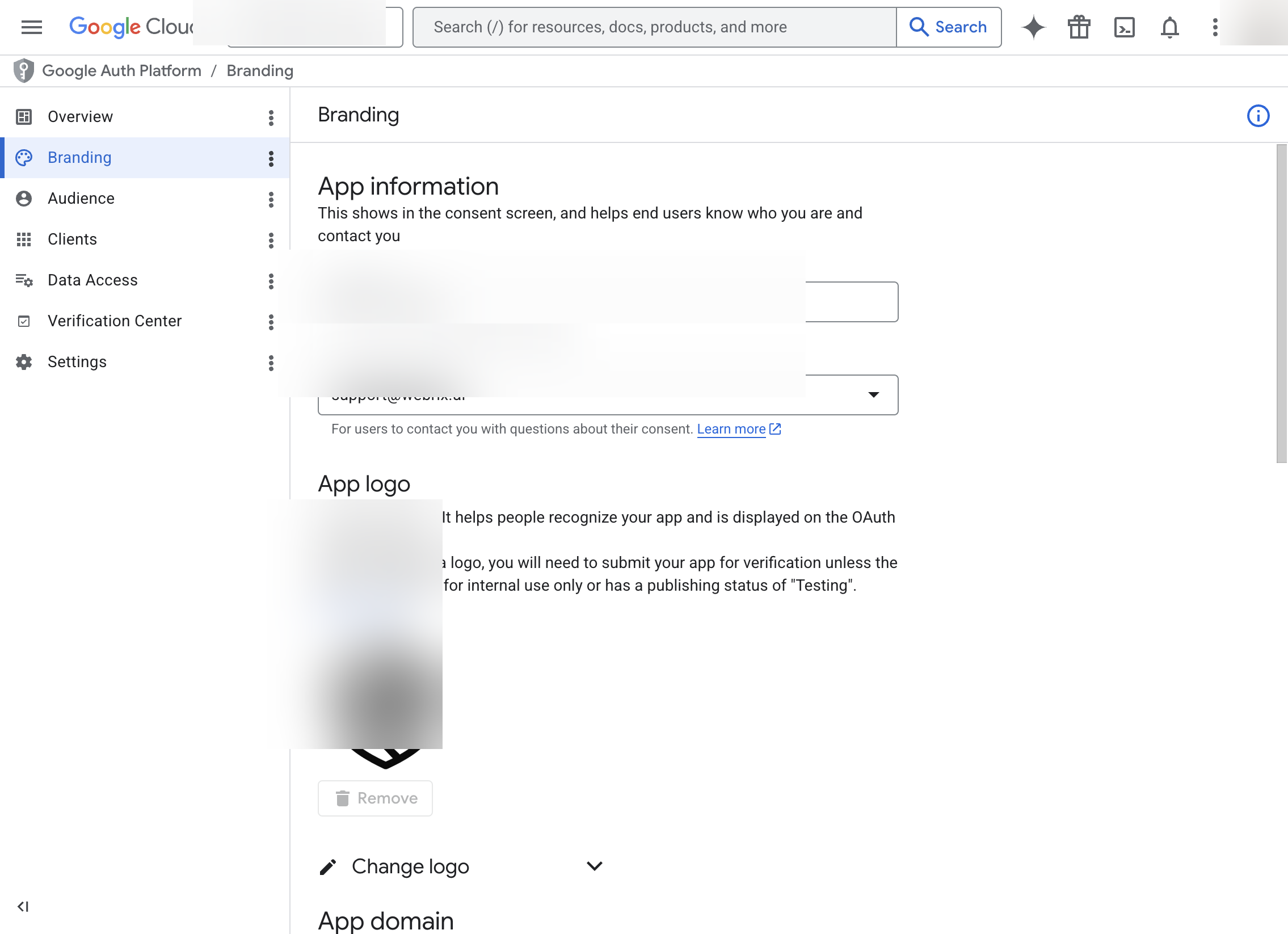 OAuth consent screen configuration