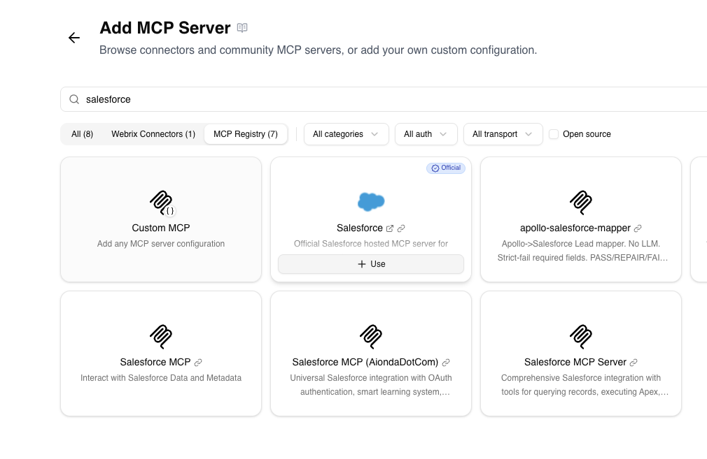 Salesforce in Willow Registry