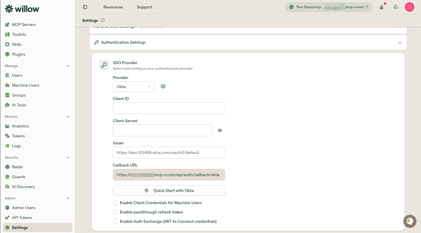 Authentication Settings