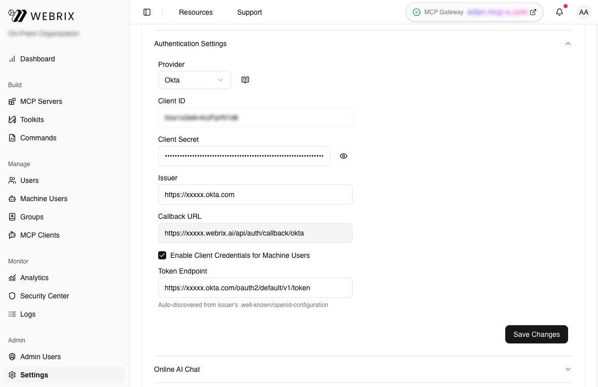 Authentication Settings