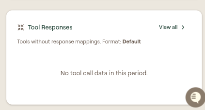 Tool Responses card showing no tool call data in the selected period